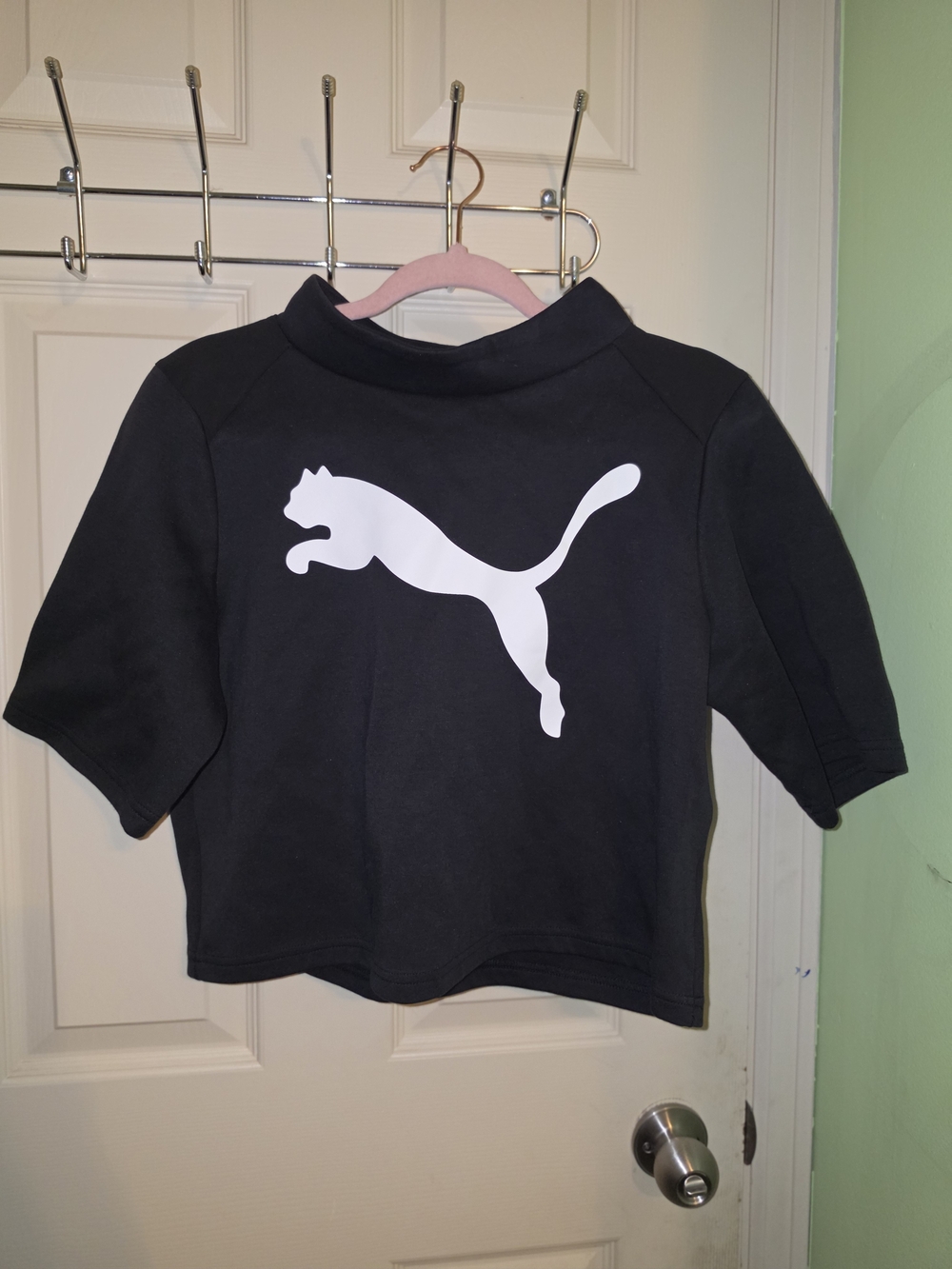 Puma Black Crop Sweatshirt with White Puma Logo